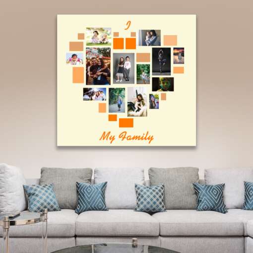 Personalized Photo Collage Canvas Heart Design 1