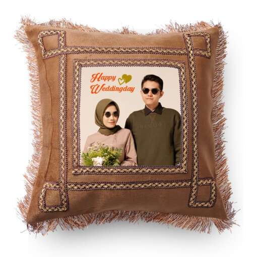 Personalized anniversary photo pillow | Light Brown 1