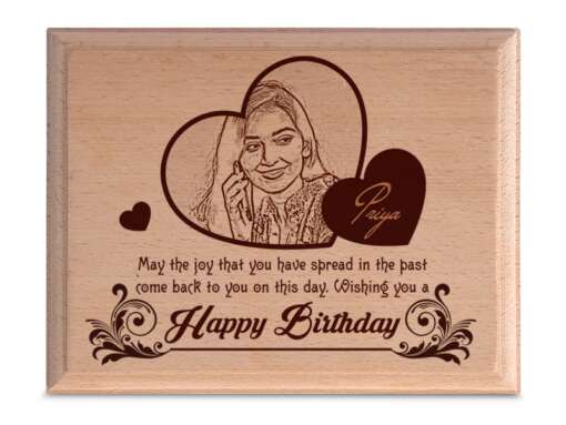 Personalized Wooden Photo Art Frame | wooden gifts | Happy Birthday Design 1 1