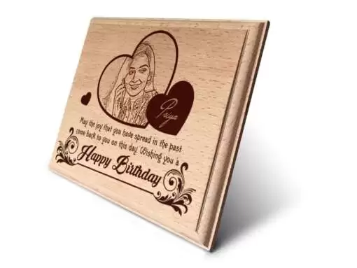 Personalized Wooden Photo Art Frame | wooden gifts | Happy Birthday Design 1 2