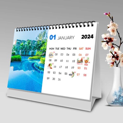 2024 Personalized Desktop Calendar | Table top Photo Calendar | 9 x 6 Inches Horizontal Design 01 1