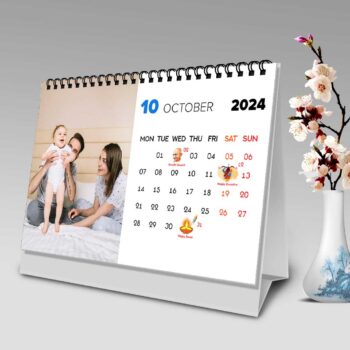 2024 Personalized Desktop Calendar | Table top Photo Calendar | 9 x 6 Inches Horizontal Design 01 26