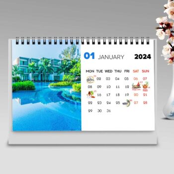 2024 Personalized Desktop Calendar | Table top Photo Calendar | 9 x 6 Inches Horizontal Design 01 17