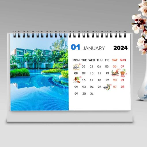 2024 Personalized Desktop Calendar | Table top Photo Calendar | 9 x 6 Inches Horizontal Design 01 3