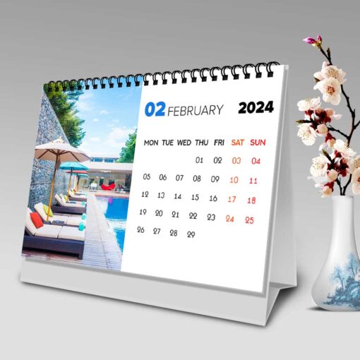 2024 Personalized Desktop Calendar | Table top Photo Calendar | 9 x 6 Inches Horizontal Design 01 4