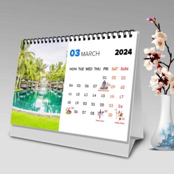 2024 Personalized Desktop Calendar | Table top Photo Calendar | 9 x 6 Inches Horizontal Design 01 19