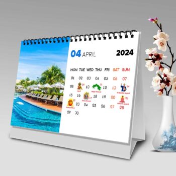 2024 Personalized Desktop Calendar | Table top Photo Calendar | 9 x 6 Inches Horizontal Design 01 20