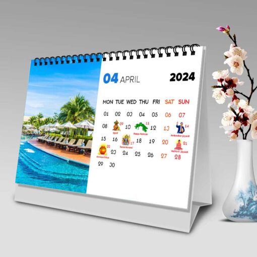 2024 Personalized Desktop Calendar | Table top Photo Calendar | 9 x 6 Inches Horizontal Design 01 6