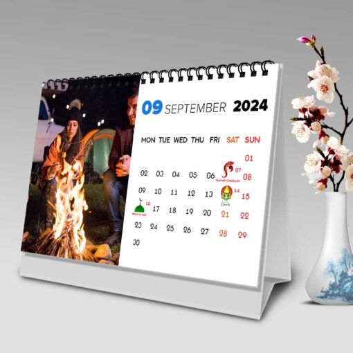 2024 Personalized Desktop Calendar | Table top Photo Calendar | 9 x 6 Inches Horizontal Design 01 11
