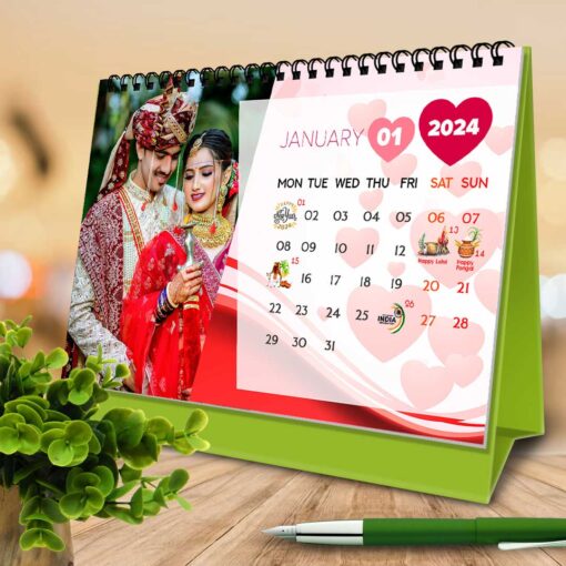 2024 Personalized Desktop Calendar | Table top Photo Calendar | 9 x 6 Inches Horizontal Design 02 1