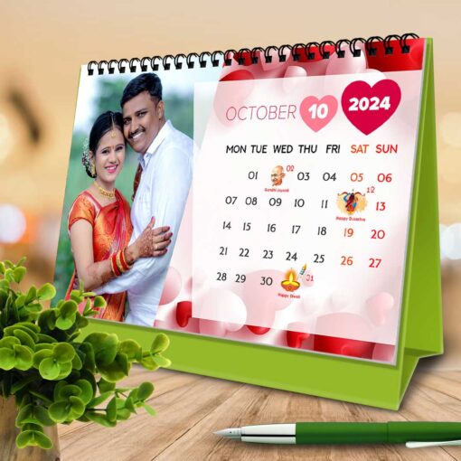 2024 Personalized Desktop Calendar | Table top Photo Calendar | 9 x 6 Inches Horizontal Design 02 12