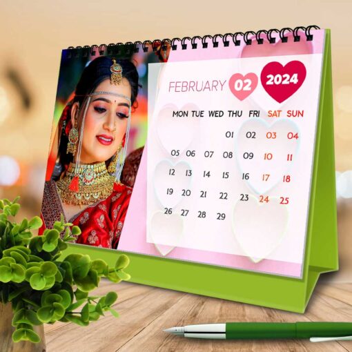 2024 Personalized Desktop Calendar | Table top Photo Calendar | 9 x 6 Inches Horizontal Design 02 4