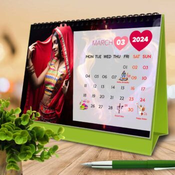 2024 Personalized Desktop Calendar | Table top Photo Calendar | 9 x 6 Inches Horizontal Design 02 19