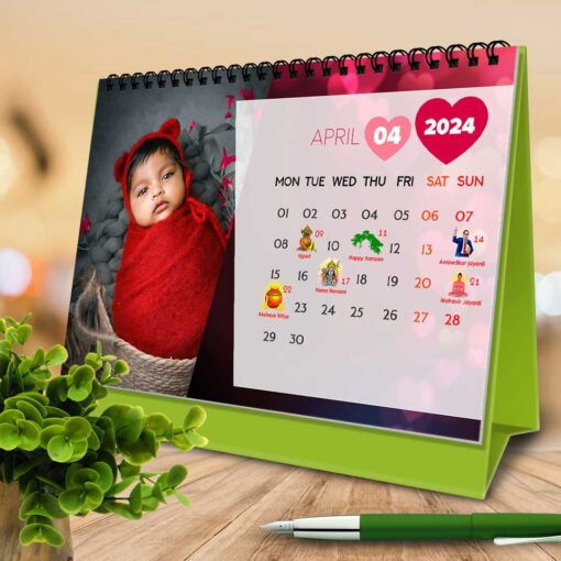 2024 Personalized Desktop Calendar | Table top Photo Calendar | 9 x 6 Inches Horizontal Design 02 6