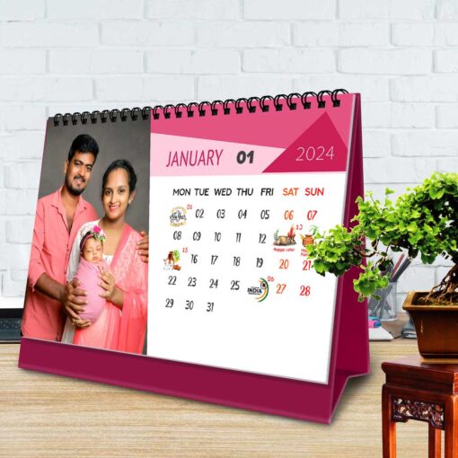 2024 Personalized Desktop Calendar | Table top Photo Calendar | 9 x 6 Inches Horizontal Design 03 1