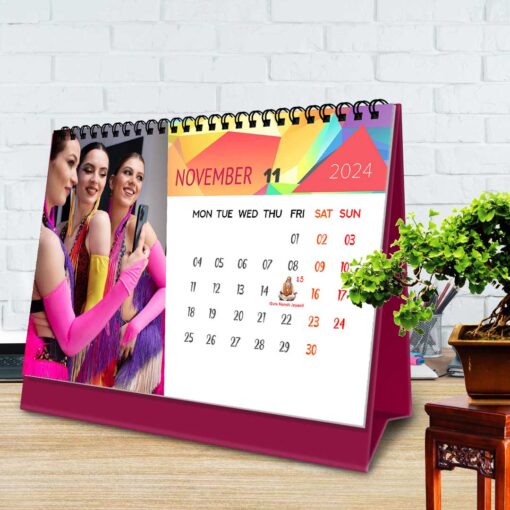 2024 Personalized Desktop Calendar | Table top Photo Calendar | 9 x 6 Inches Horizontal Design 03 13
