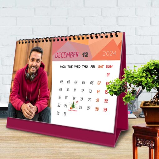 2024 Personalized Desktop Calendar | Table top Photo Calendar | 9 x 6 Inches Horizontal Design 03 14