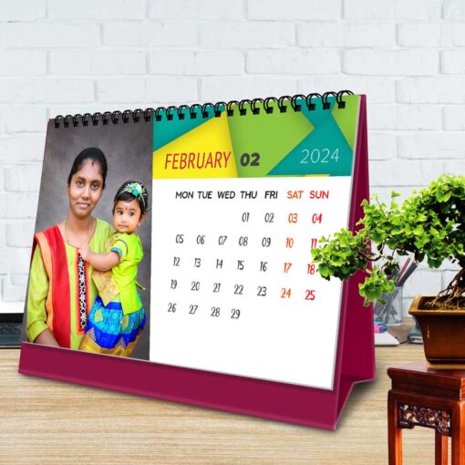 2024 Personalized Desktop Calendar | Table top Photo Calendar | 9 x 6 Inches Horizontal Design 03 4