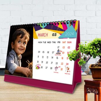 2024 Personalized Desktop Calendar | Table top Photo Calendar | 9 x 6 Inches Horizontal Design 03 19