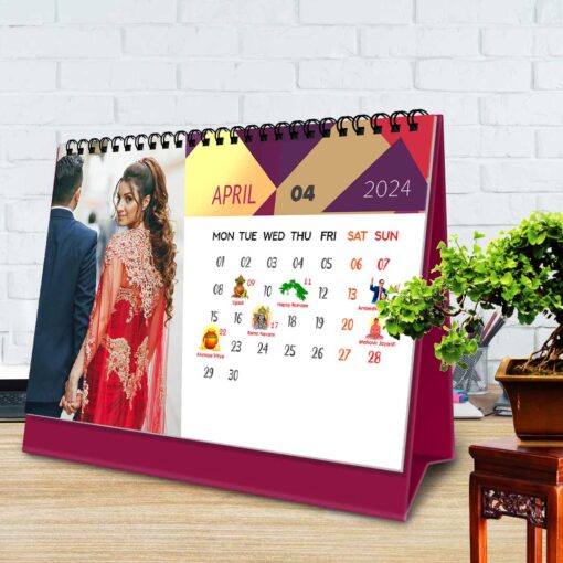 2024 Personalized Desktop Calendar | Table top Photo Calendar | 9 x 6 Inches Horizontal Design 03 6