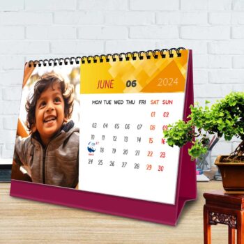 2024 Personalized Desktop Calendar | Table top Photo Calendar | 9 x 6 Inches Horizontal Design 03 22
