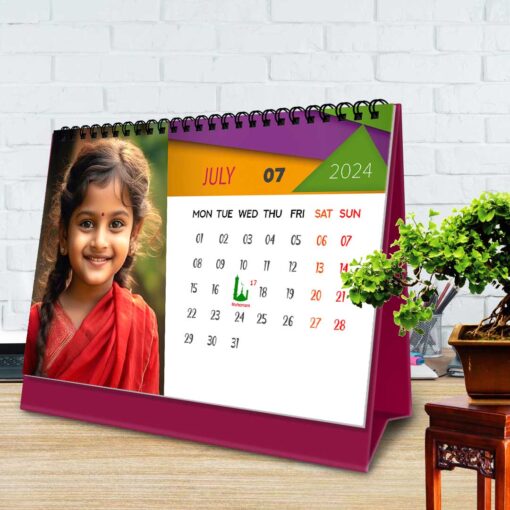 2024 Personalized Desktop Calendar | Table top Photo Calendar | 9 x 6 Inches Horizontal Design 03 9