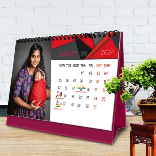 2024 Personalized Desktop Calendar | Table top Photo Calendar | 9 x 6 Inches Horizontal Design 03 10
