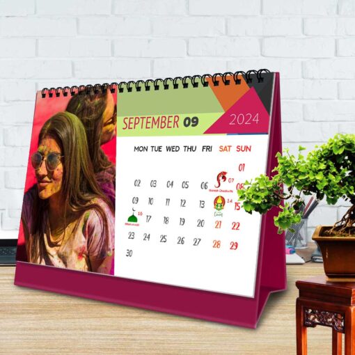 2024 Personalized Desktop Calendar | Table top Photo Calendar | 9 x 6 Inches Horizontal Design 03 11
