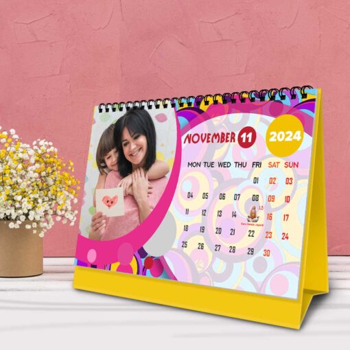 2024 Personalized Desktop Calendar | Table top Photo Calendar | 9 x 6 Inches Horizontal Design 04 12
