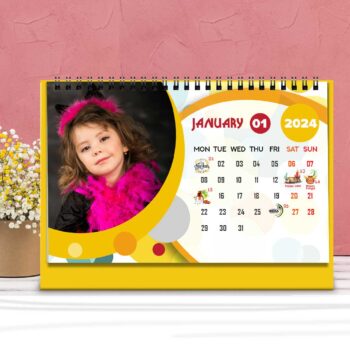 2024 Personalized Desktop Calendar | Table top Photo Calendar | 9 x 6 Inches Horizontal Design 04 28