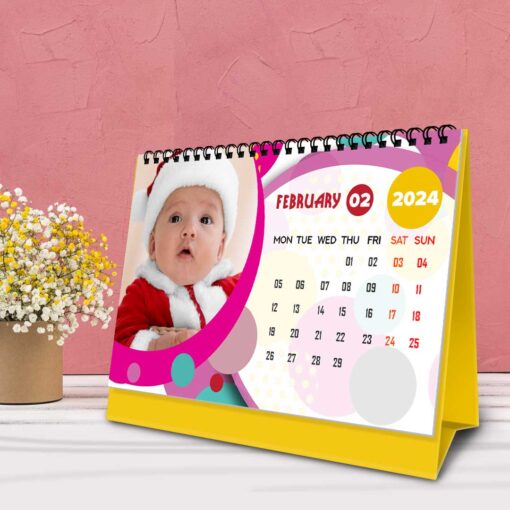 2024 Personalized Desktop Calendar | Table top Photo Calendar | 9 x 6 Inches Horizontal Design 04 3
