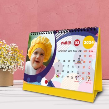 2024 Personalized Desktop Calendar | Table top Photo Calendar | 9 x 6 Inches Horizontal Design 04 18