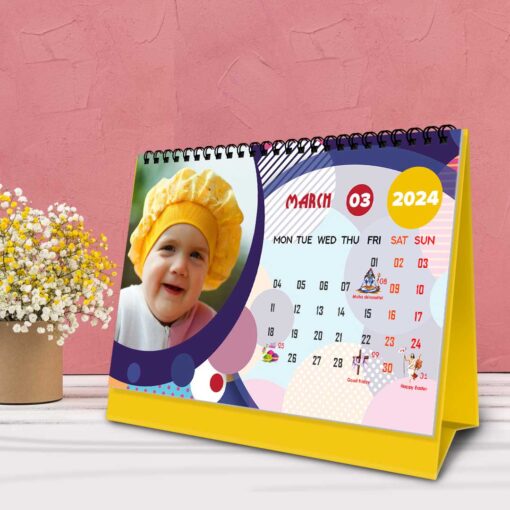 2024 Personalized Desktop Calendar | Table top Photo Calendar | 9 x 6 Inches Horizontal Design 04 4