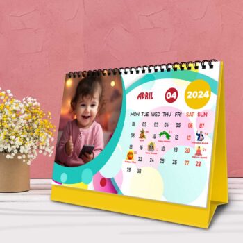 2024 Personalized Desktop Calendar | Table top Photo Calendar | 9 x 6 Inches Horizontal Design 04 19