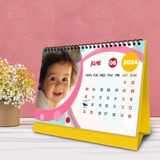 2024 Personalized Desktop Calendar | Table top Photo Calendar | 9 x 6 Inches Horizontal Design 04 7