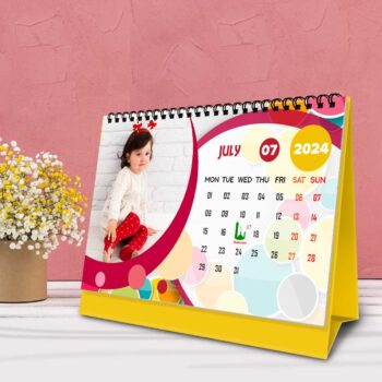 2024 Personalized Desktop Calendar | Table top Photo Calendar | 9 x 6 Inches Horizontal Design 04 22