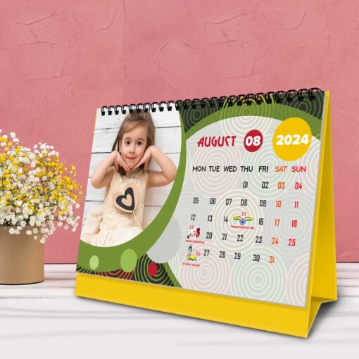 2024 Personalized Desktop Calendar | Table top Photo Calendar | 9 x 6 Inches Horizontal Design 04 9