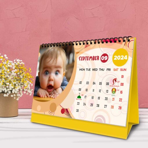 2024 Personalized Desktop Calendar | Table top Photo Calendar | 9 x 6 Inches Horizontal Design 04 10