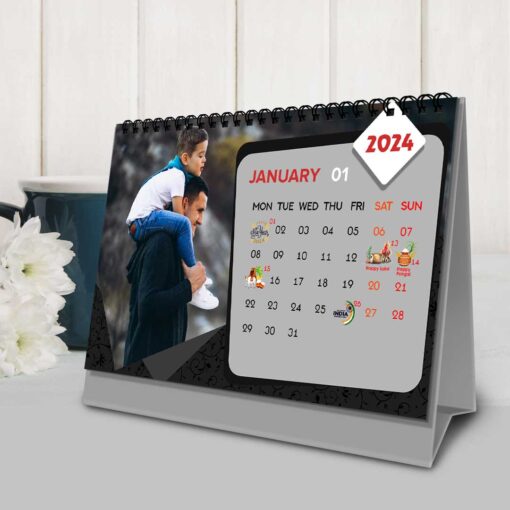 2024 Personalized Desktop Calendar | Table top Photo Calendar | 9 x 6 Inches Horizontal Design 06 1