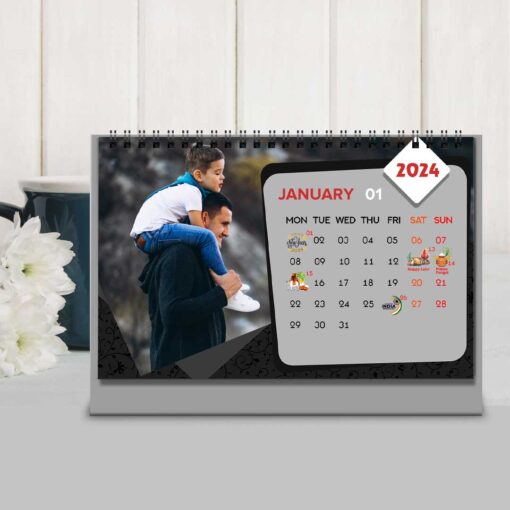 2024 Personalized Desktop Calendar | Table top Photo Calendar | 9 x 6 Inches Horizontal Design 06 3