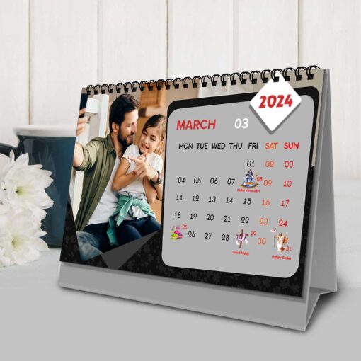 2024 Personalized Desktop Calendar | Table top Photo Calendar | 9 x 6 Inches Horizontal Design 06 5