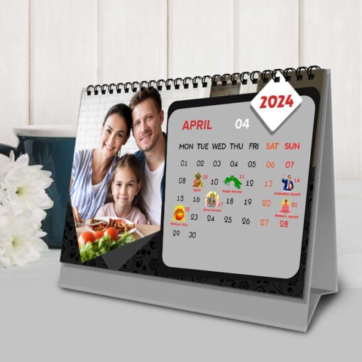 2024 Personalized Desktop Calendar | Table top Photo Calendar | 9 x 6 Inches Horizontal Design 06 6