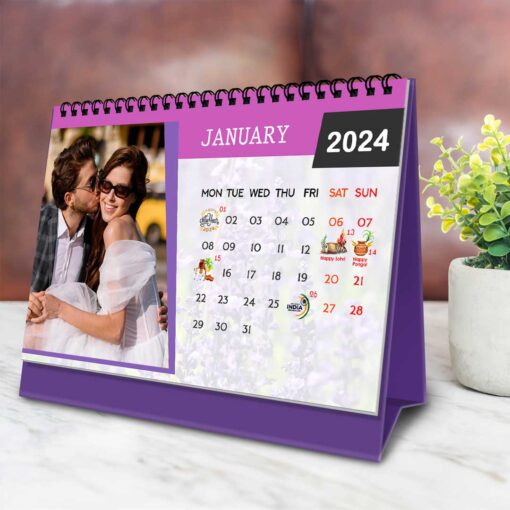 2024 Personalized Desktop Calendar | Table top Photo Calendar | 9 x 6 Inches Horizontal Design 07 1