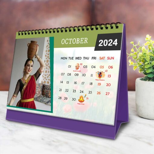 2024 Personalized Desktop Calendar | Table top Photo Calendar | 9 x 6 Inches Horizontal Design 07 12