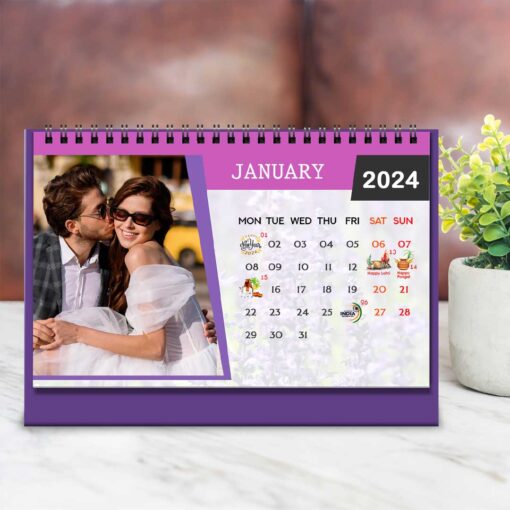 2024 Personalized Desktop Calendar | Table top Photo Calendar | 9 x 6 Inches Horizontal Design 07 3