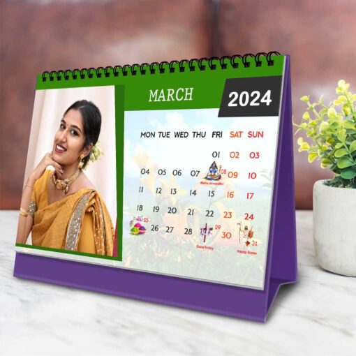 2024 Personalized Desktop Calendar | Table top Photo Calendar | 9 x 6 Inches Horizontal Design 07 5