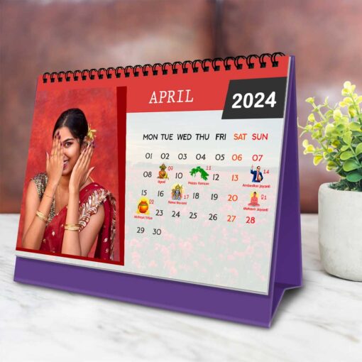2024 Personalized Desktop Calendar | Table top Photo Calendar | 9 x 6 Inches Horizontal Design 07 6