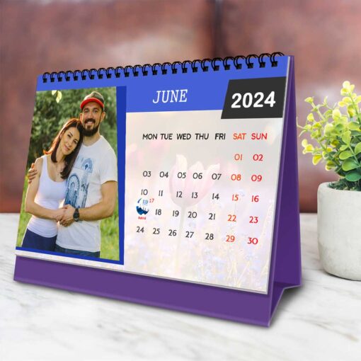 2024 Personalized Desktop Calendar | Table top Photo Calendar | 9 x 6 Inches Horizontal Design 07 8
