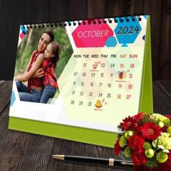 2024 Personalized Desktop Calendar | Table top Photo Calendar | 9 x 6 Inches Horizontal Design 08 26