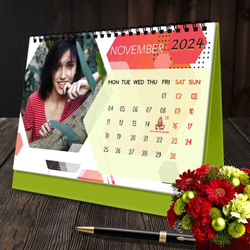 2024 Personalized Desktop Calendar | Table top Photo Calendar | 9 x 6 Inches Horizontal Design 08 13
